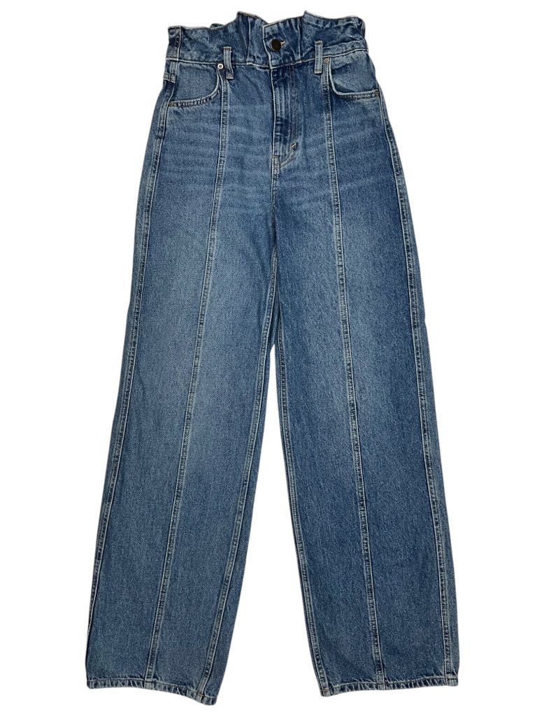 Zara High Waist Tapered Jeans 4 Blue Zip Fly Missing Belt